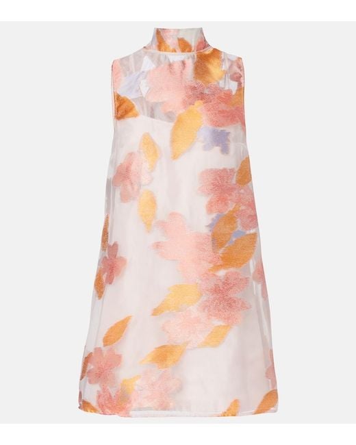 Staud Pink Albee Floral Organza Minidress