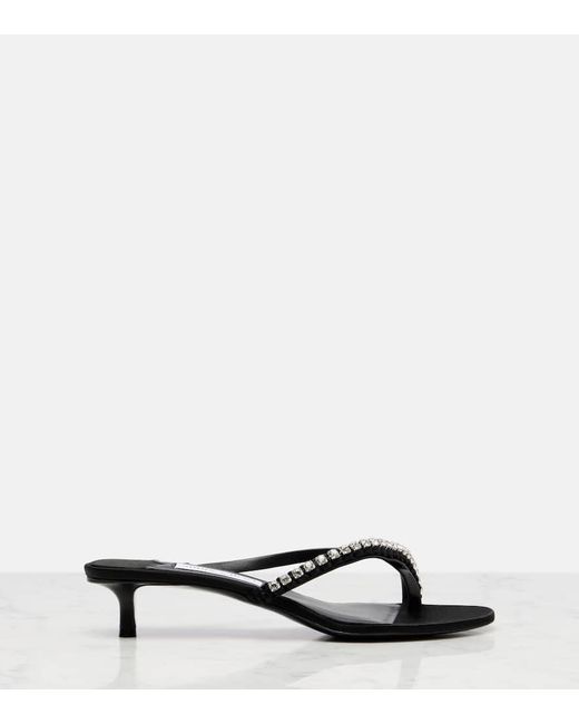 Jimmy Choo Black Dila 35 Leather And Satin Thong Sandals