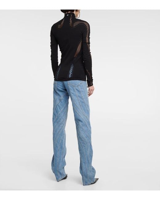 Mugler Black Top Aus Mesh