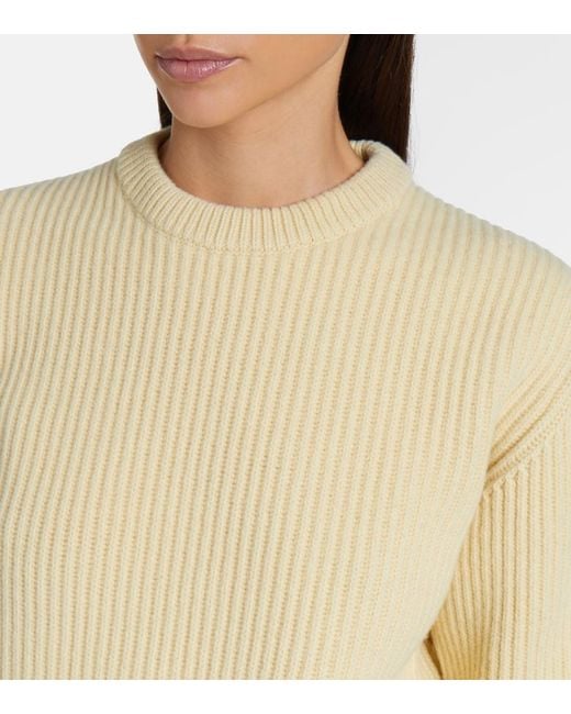 Jil Sander Natural Ribbed-Knit Wool Sweater