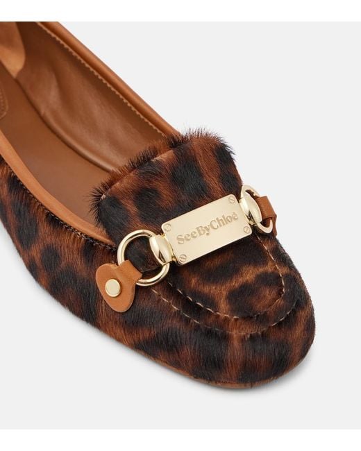 See By Chloé Brown Signature Calf Hair Ballet Flats