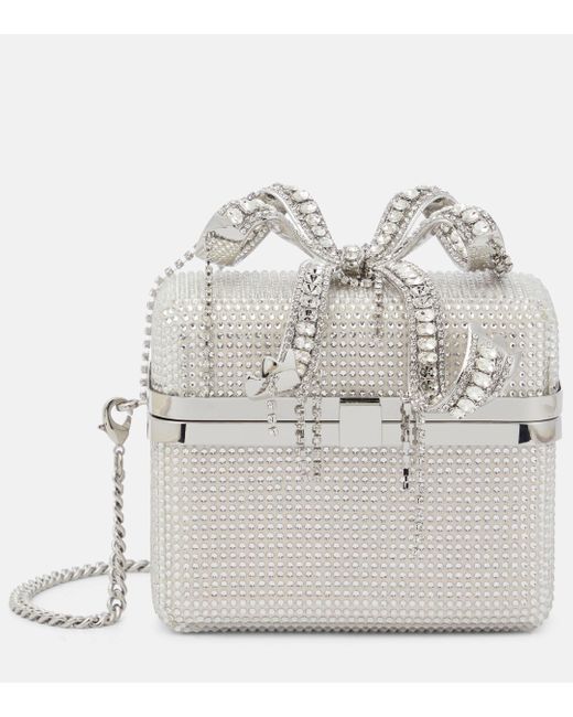 Self-Portrait White The Bow Micro Embellished Tote Bag