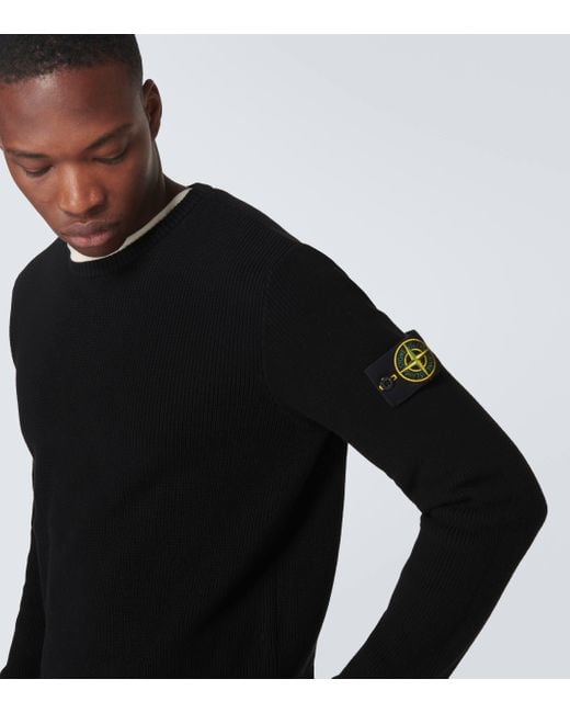 Stone Island Black Compass Cotton Sweater for men