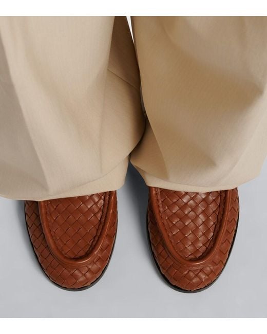 Bottega Veneta Brown Silenzio Intrecciato Leather Loafers