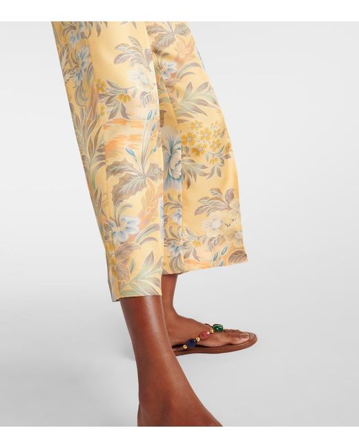 Etro Yellow Printed Silk Wide-Leg Pants