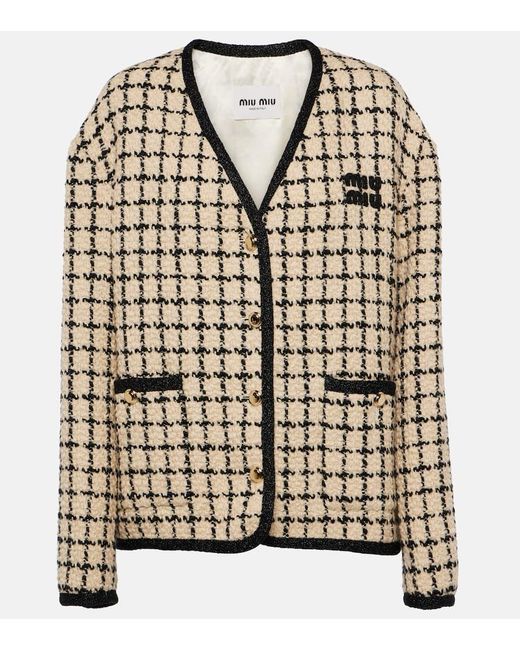 Miu Miu Natural Cardigan aus Boucle