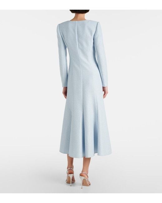 Roland Mouret Blue Jacquard Midi Dress