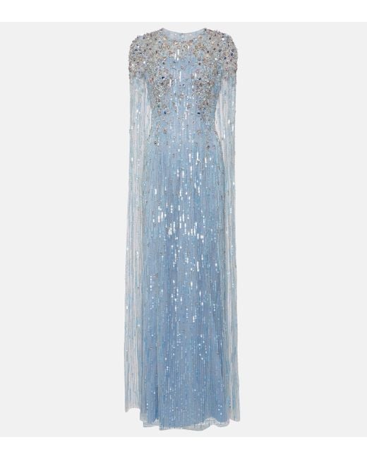 Jenny Packham Blue Embellished Atlantis Gown