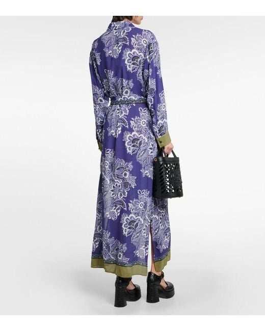 Etro Blue Floral Bandana Print Chemisier