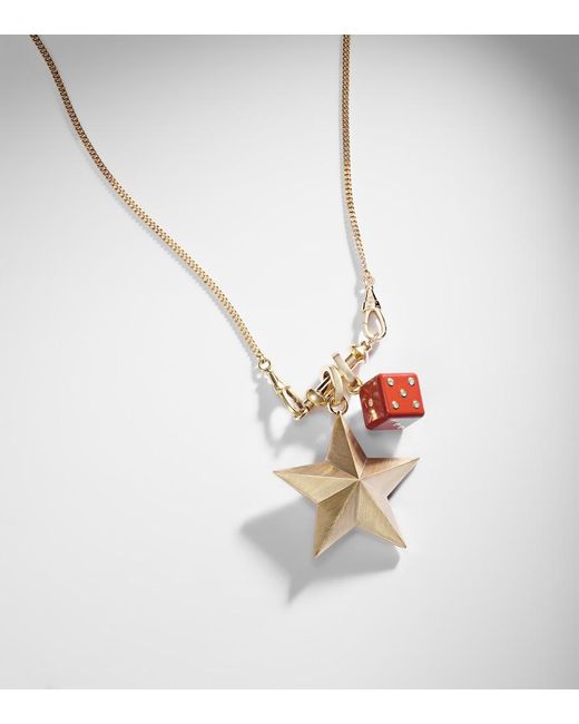 Marie Lichtenberg White Connector 18Kt Charm Necklace With Jasper And Diamonds