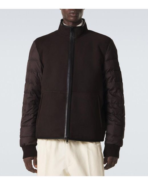 Moncler Brown Reversible Shearling Down Jacket for men