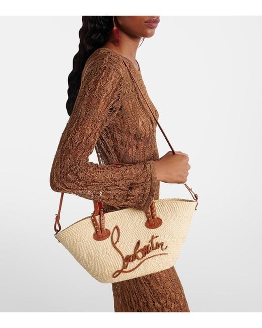 Christian Louboutin Natural Cabata Mini Raffia Basket Bag