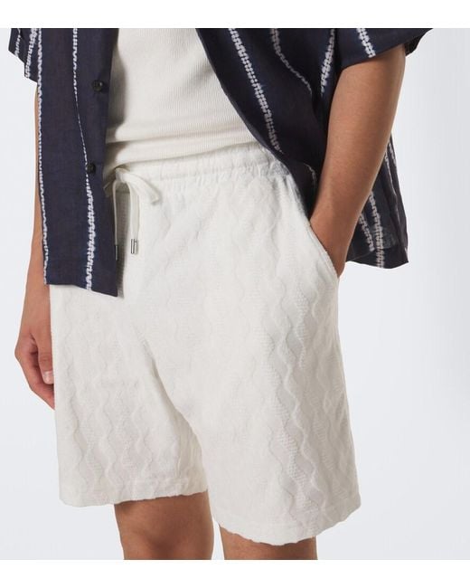 Frescobol Carioca White Terry-Trimmed Cotton Blend Shorts for men