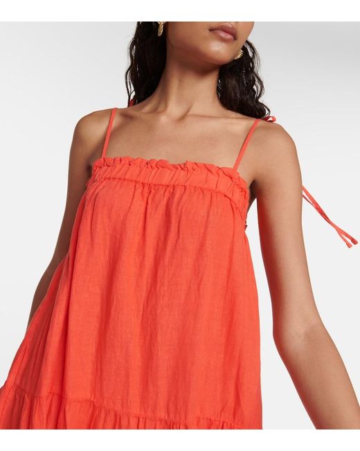 Velvet Charlie Tiered Linen Maxi Dress