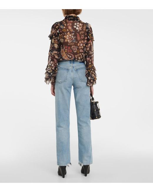 Re/done Blue Mid-rise Straight-leg Jeans