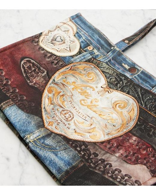 Acne Black Embossed Canvas Tote Bag