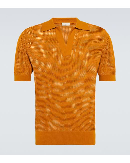 Dries Van Noten Orange Open Collar Polo Shirt for men