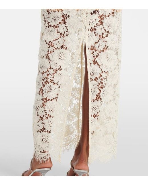 Abito Midi Con Pizzo di Self-Portrait in White