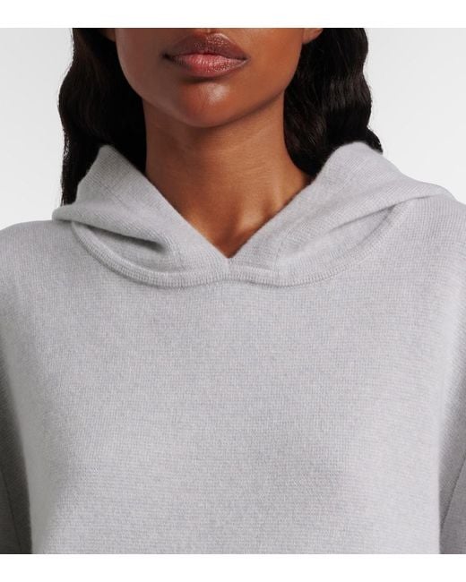 God's True Cashmere Gray Cashmere Hoodie With Rose Quartz