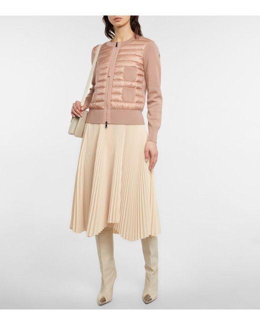 Moncler Pink Virgin Wool Jacket With Feather-down Padding