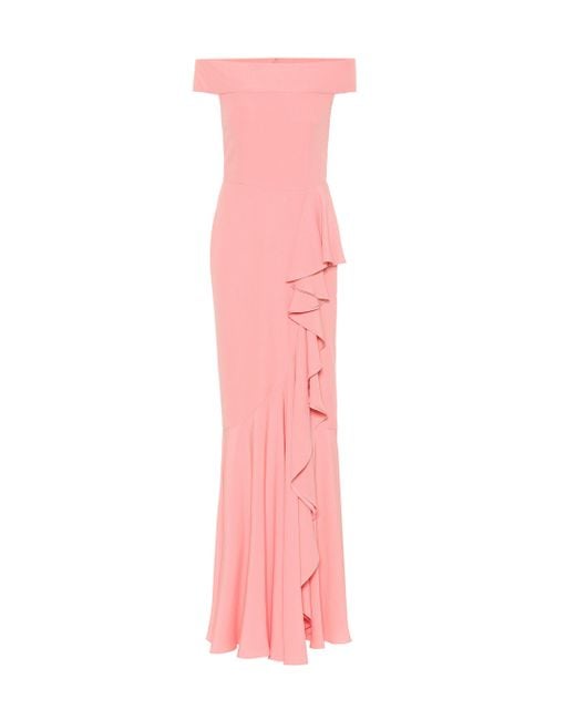 Alexander McQueen Pink Off-the-shoulder Crêpe Ruffled Gown