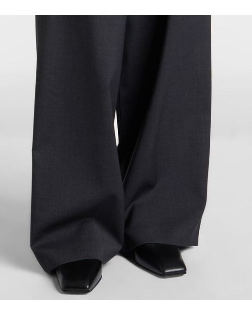 Max Mara Blue Wool Wide-Leg Pants
