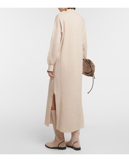 Brunello Cucinelli Natural Alpaca And Cotton Midi Dress