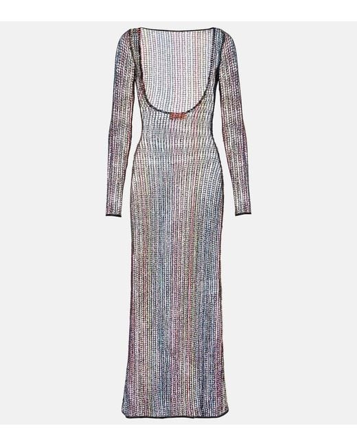 Missoni Purple Sheer Open-Back Maxi Dress
