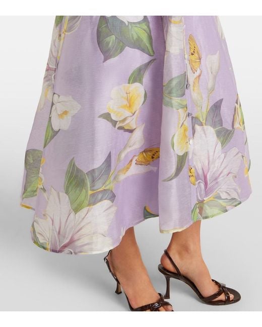 LEO LIN Purple Katrina Butterfly Sleeve Midi Dress