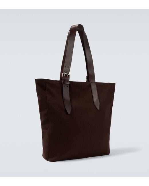 Dries Van Noten Tote Bag Aus Baumwoll-Canvas Mit Leder in Brown für Herren