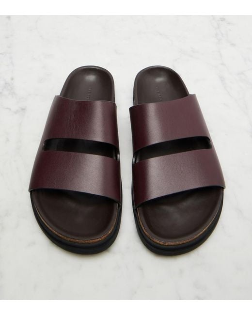 The Row Brown Band Leather Slides