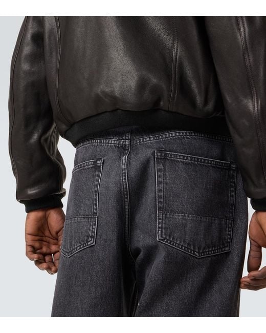 FRAME Black Leather Bomber Jacket for men