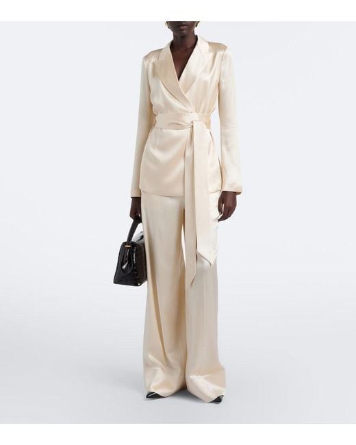Joseph Natural Archer Belted Silk Satin Jacket