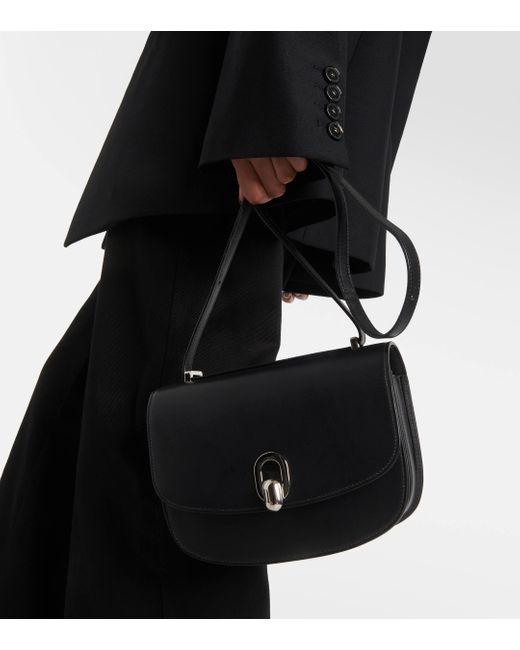 SAVETTE Black Tondo 22 Leather Shoulder Bag
