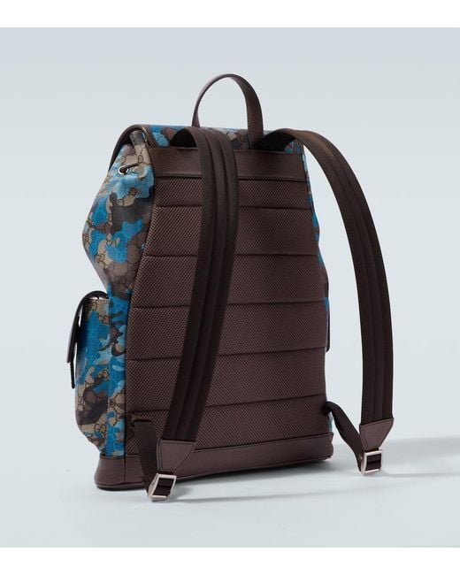 Mochila Large De Lona Gg Estampada Gucci de hombre de color Blue