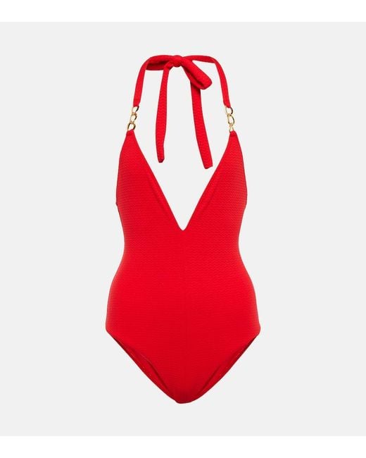 Melissa Odabash Red Naples Halterneck Swimsuit