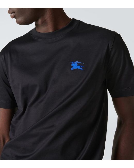 T-shirt in jersey di cotone con logo di Burberry in Black da Uomo