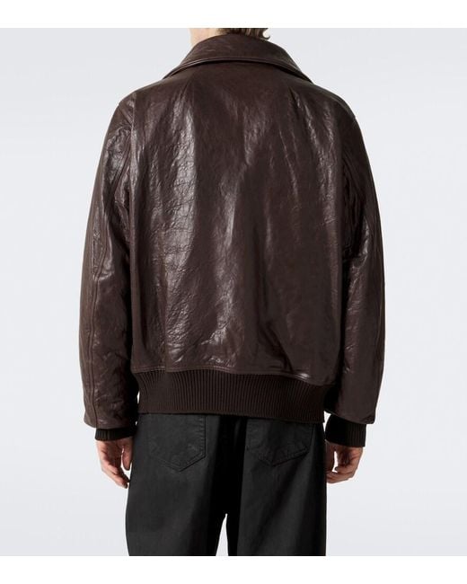 Rick Owens Brown Dracuflight Leather Blouson Jacket for men