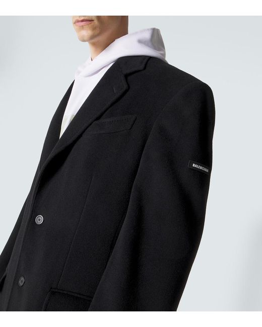 Balenciaga Black Wool Coat for men