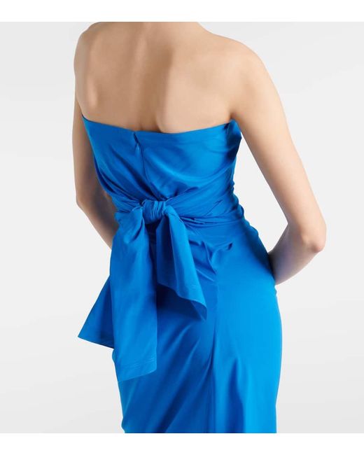 Proenza Schouler Blue Odette Strapless Maxi Dress