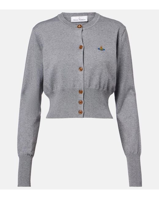 Vivienne Westwood Gray Bea Cropped Cotton And Cashmere Cardigan