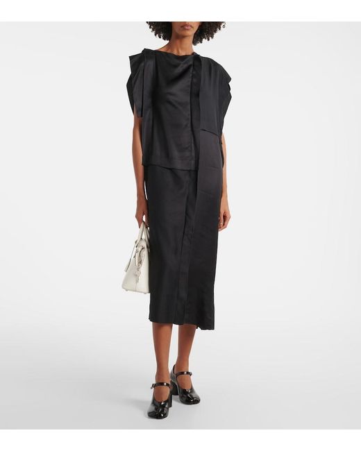 MM6 by Maison Margiela Black Gathered Midi Dress