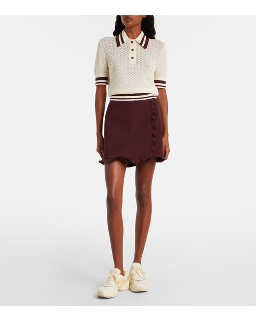 Tory Burch Natural Cotton Pointelle Polo Shirt