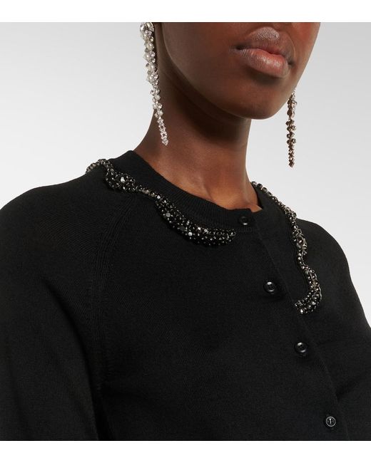 Simone Rocha Blue Embellished Wool And Silk Cardigan