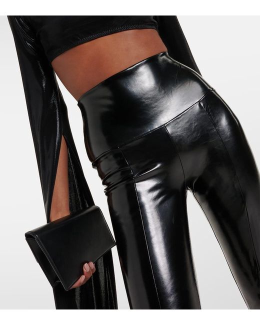 Norma Kamali Black Spat Faux Patent Leather leggings