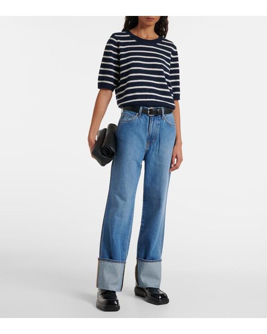 Veronica Beard Blue Shana Striped Cashmere Sweater