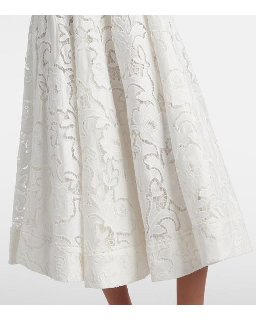 Rebecca Vallance White Ginger Floral Lace Midi Dress