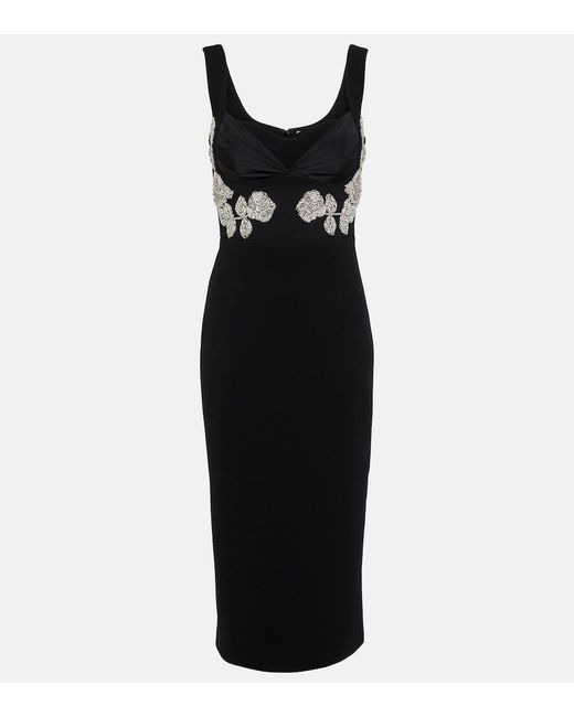 Rebecca Vallance Black Juliana Crystal-Embellished Midi Dress