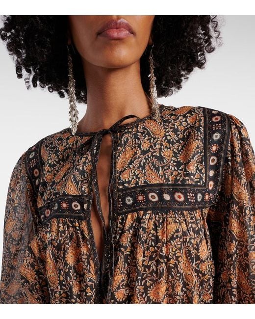 Isabel Marant Brown Greila Cotton Voile Midi Dress