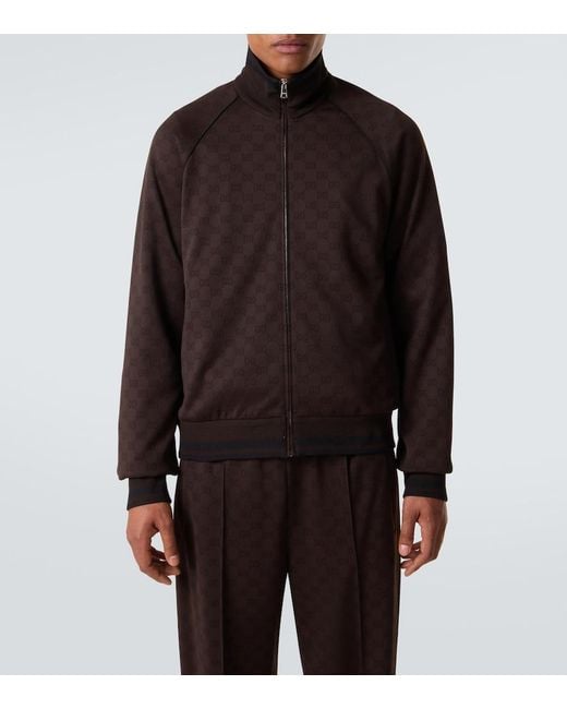Gucci Black Gg Jacquard Track Jacket for men